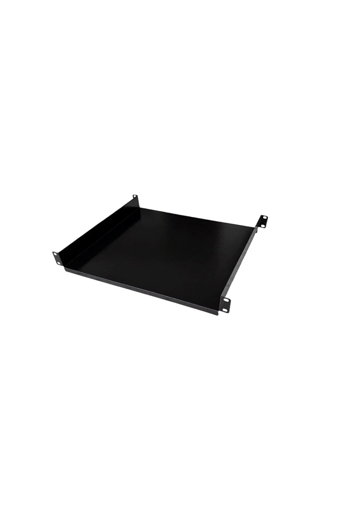 19” 1u Rack Kabinet Rafı 4 Noktadan Bağlantılı Sabit Raf D=400  mm Siyah 