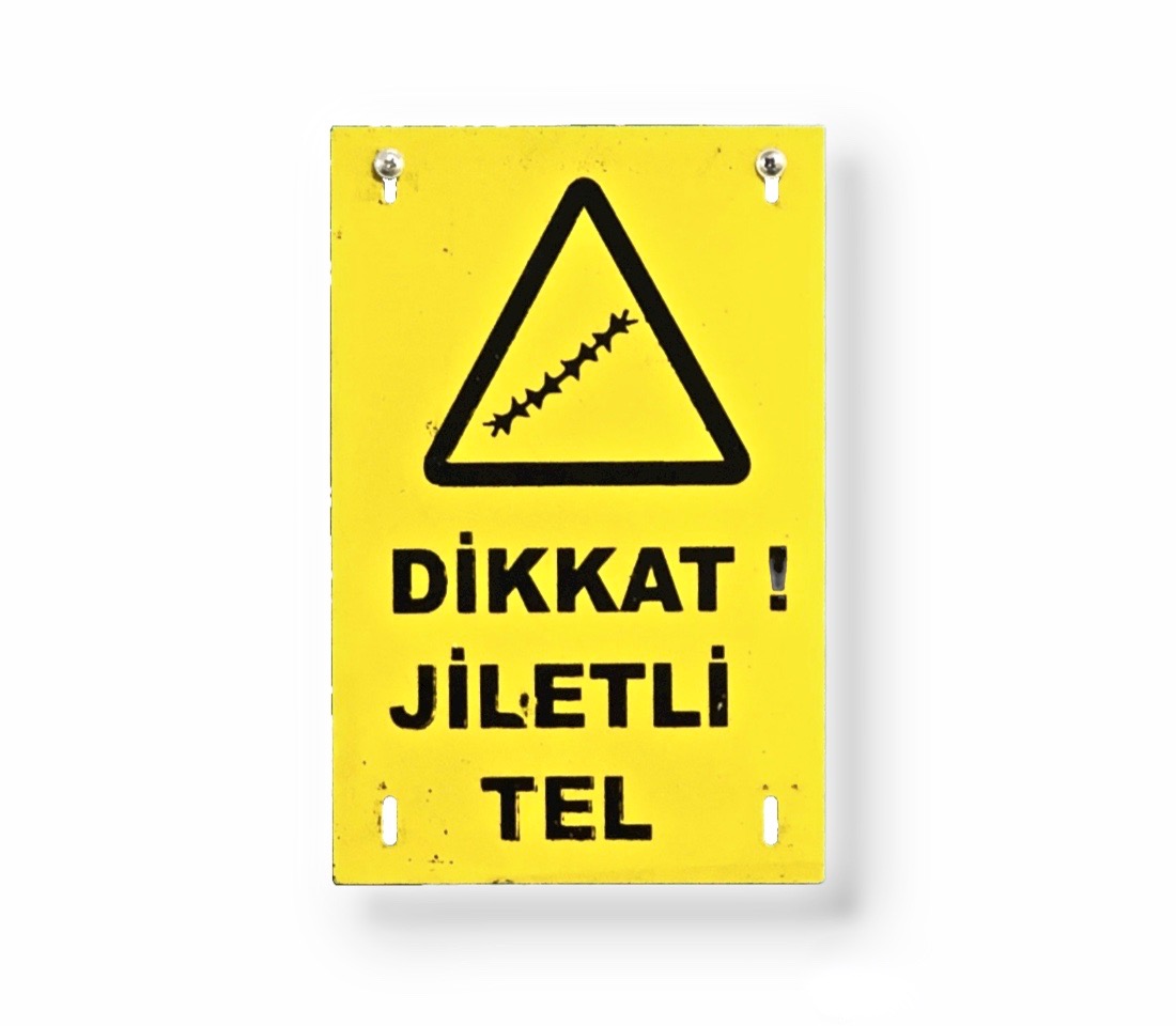 Dikkat Jiletli Tel Uyarı Levhası150X228 mm