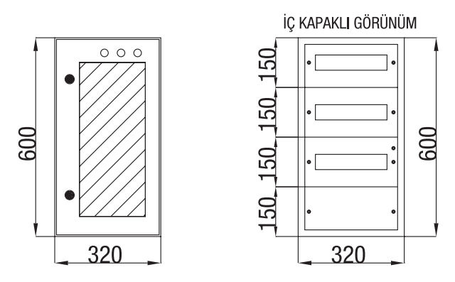 Elektrik Dağıtım Panosu Sıva Üstü 36 Sigortalı ( W : 320 X H : 600 X D : 170 mm )