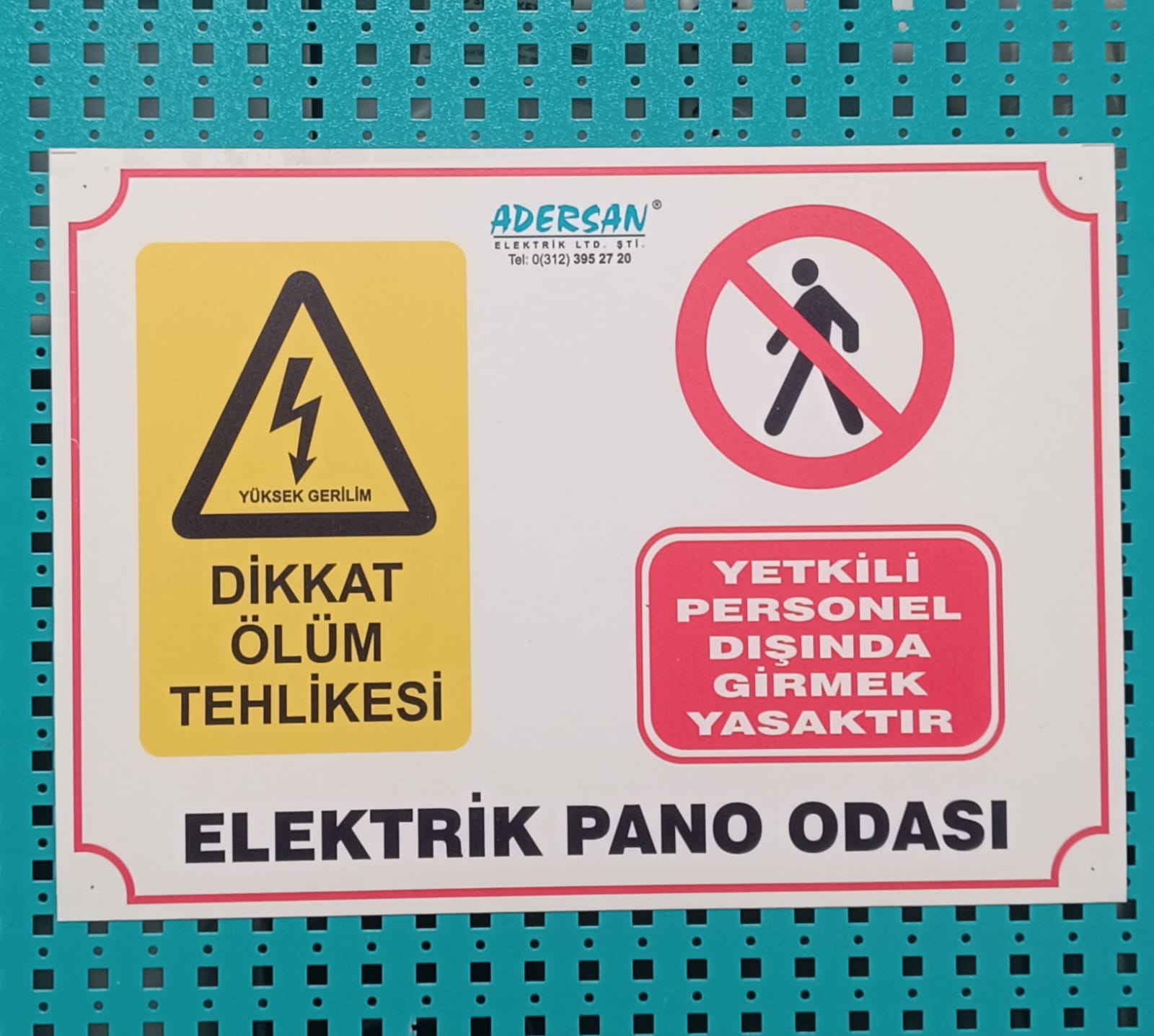 Dikkat Elektrik Pano Odası Uyarı Levhası 500x350x0,5 mm