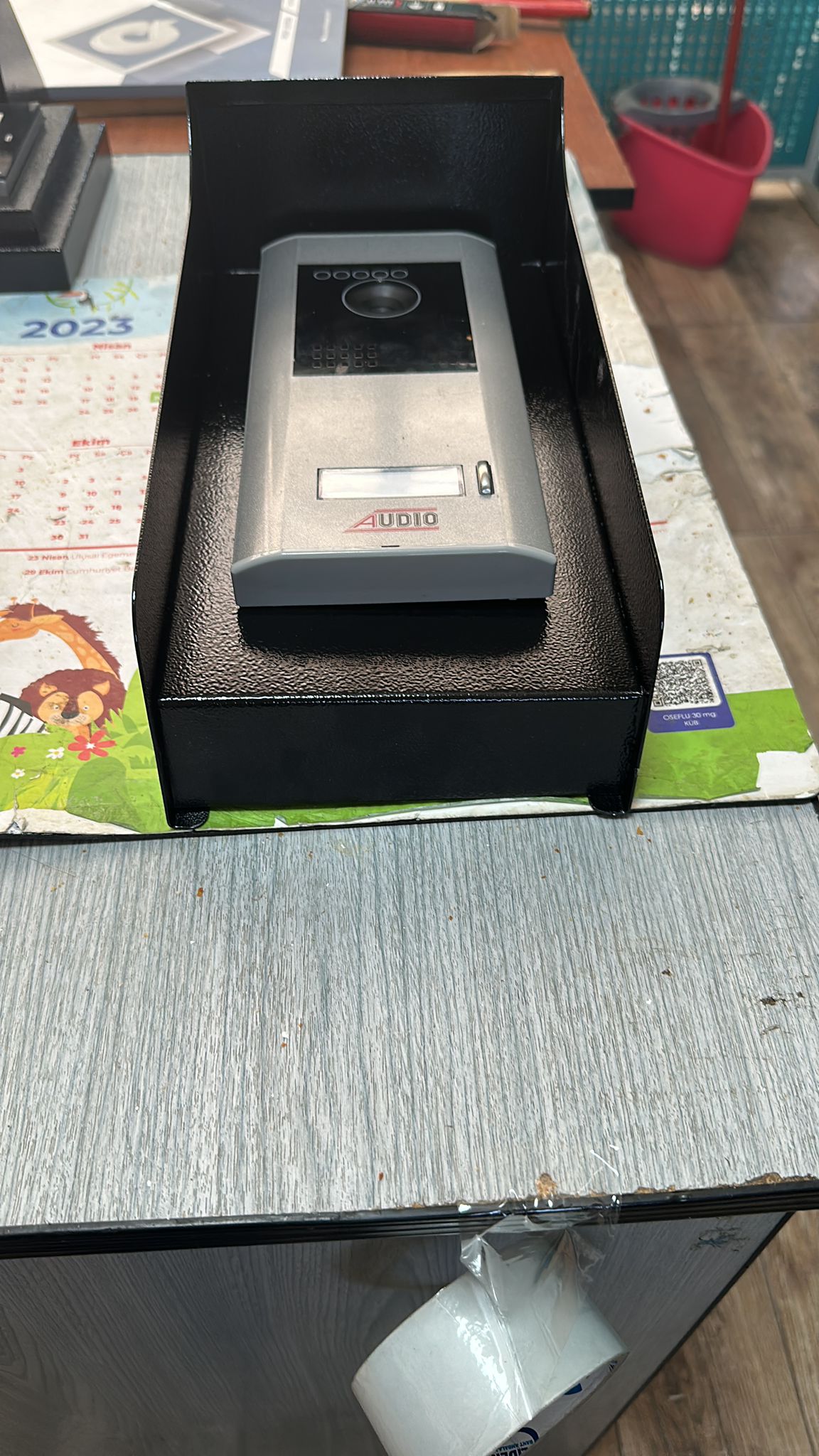 Diafon 3 16x30x14 Cm Audio Villa Set Uyumlu Kapı Zili Paneli Yağmurluklu Düz Panel Altlığı Koruma Aparatı 2,si B1R Arada